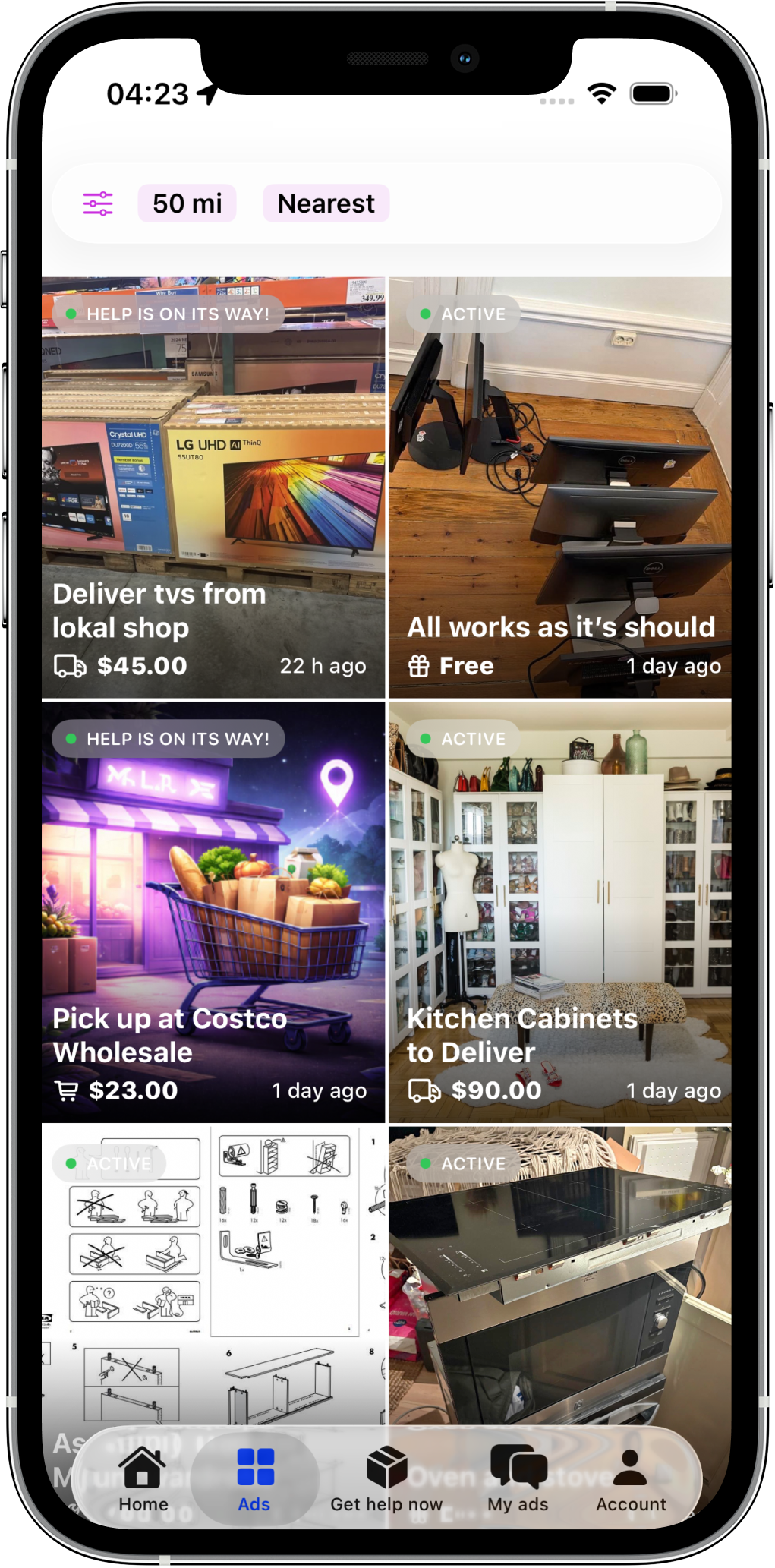 DashHaul app — browse and post local jobs