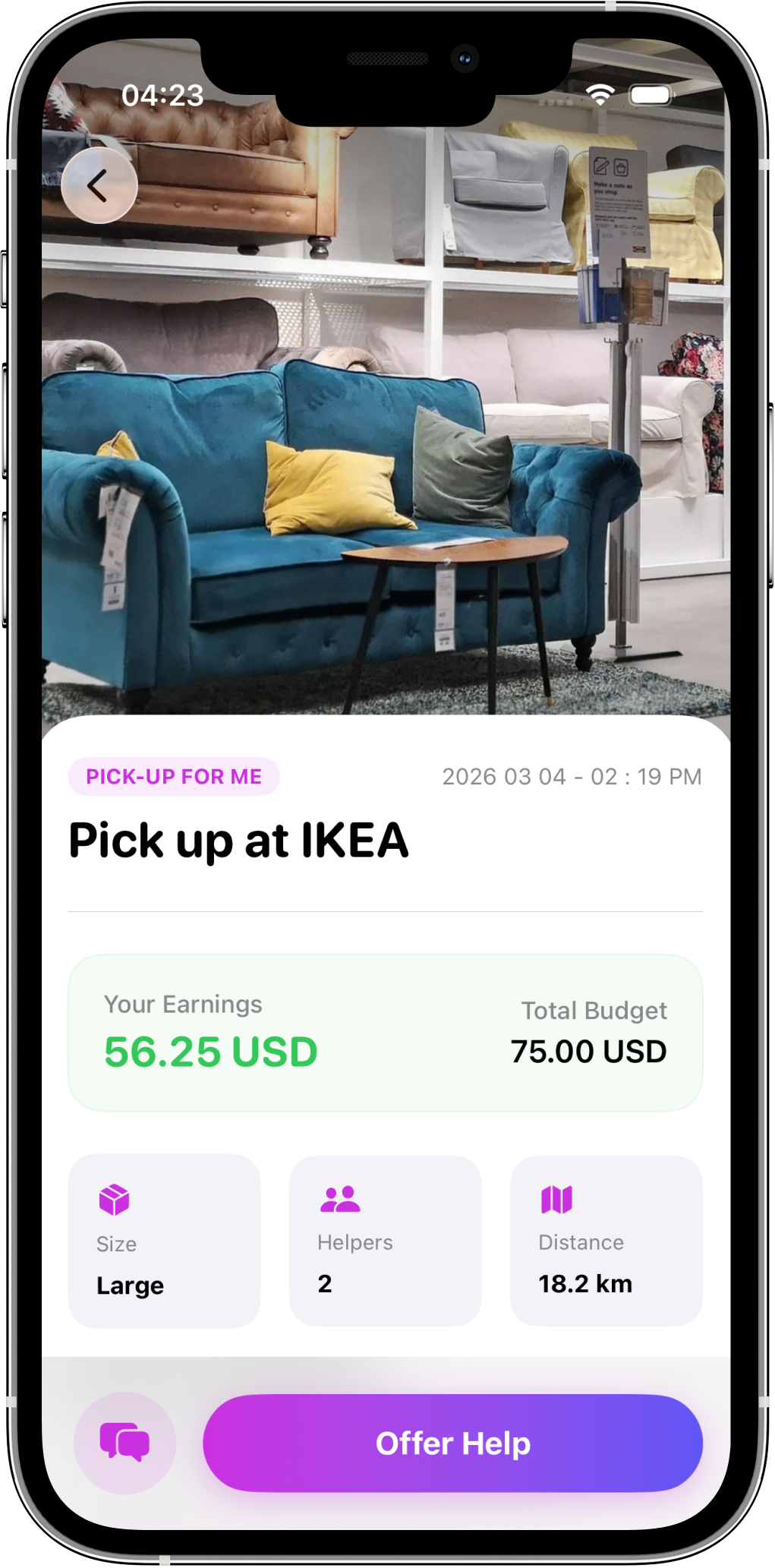 Offers and helpers list in DashHaul